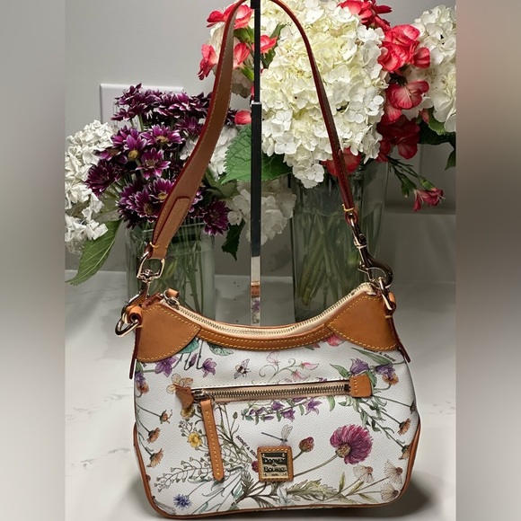 Dooney & Bourke Handbags - Dooney & Bourke Floral Leather Shoulder Bag + D & B Dusty